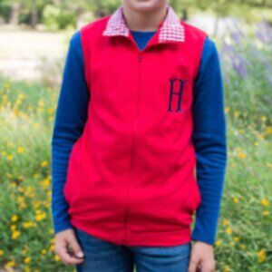 Love That Cotton Vest - Red with Red Gingham Accent